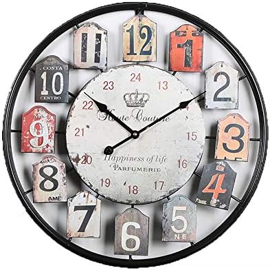 PYXM Wall Clock 20 Inch Wall Clock Retro Vintage Clock Non - Ticking Whisper Quiet Battery Operated with Roman Numeral for Home Indoor Decor,Black