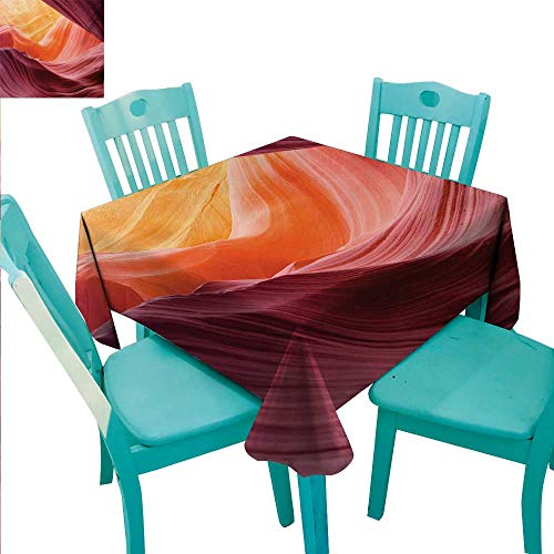 Landscape Flow "Spillproof" Fabric Tablecloth Lower Antelope Canyon Deep Ravine between the Cliffs Carved Erosive Art Print Washable Polyester - Great for Buffet Table, Parties, Holiday Dinner, Weddi