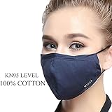 ZWZCYZ PM2.5 Respirator Masks Anti-haze Masks 4 Layer Filter Insert Protective Filter Media Insert Activated Carbon Cotton Mouth Masks (Medium(Women's), Navy Blue)