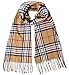 100% Cashmere Scarf Elegant Collection Made in Scotland Wool Buffalo Tartan Windowpane Check Plaid (Black Camel White Buffalo)