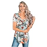 VOKY Women Short Sleeve Floral Print T-shirt Tee Blouse Tops