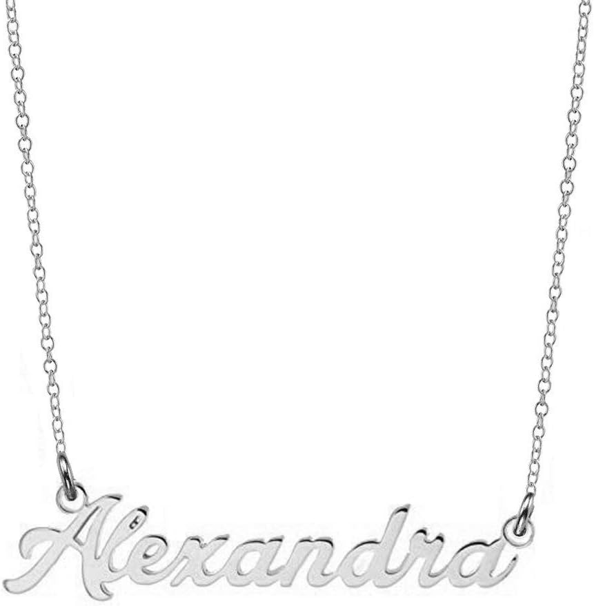 Ouslier Personalized Name Necklace Cursive Font Made with Any Nameplate Pendant 16" to 18" Chain