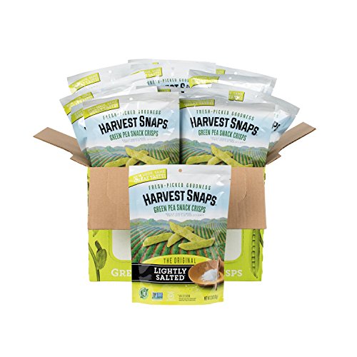 Harvest Snaps Green Pea Snack Crisps, Lightly Salted, 3.3-Ounce Bag (Pack of 12), Deliciously baked and crunchy veggie snacks with plant protein and fiber
