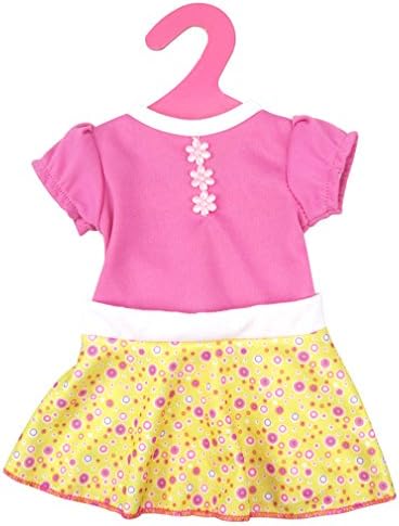 Baby Doll's Clothes, Rifi Floral Dress Short Sleeve Skirt for 14 16 18 inches Girl Dolls, Yellow