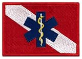 Rescue Diver Flag Embroidered Patch EMT EMS Star of Life Scuba Diving Iron-On Emblem