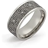 SIPURIS Celtic Triskelion Ring for Men, Triskele Symbol Celtic Spiral Knot Ring of Irish Triskelion Stainless Steel Mens Promise Wedding Rings Jewelry