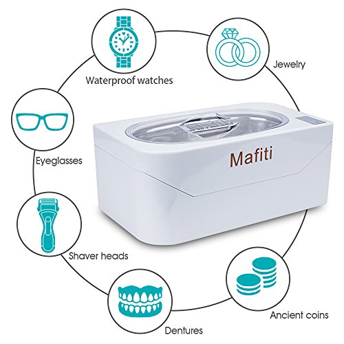 Ultrasonic Jewelry Cleaner Machine 400ml Small Household for Cleaning Eyeglasses, Rings, Dentures Necklaces Watches Coins Mini Portable White - Thumbnail 3