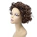 Ty.Hermenlisa 100% Real Virgin Brazilian Remy Human Hair Wigs for Black Women Natural Color Curly Short Bobs Hairpieces with Elastic Strap, 120g, Medium Brown