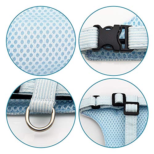 Kitten Harness and Leash Escape Proof for Walking Adjustable Neck Cat Collar Rabbits Puppy Kittens Soft Breathable Mesh Pet Vest (S, Blue)