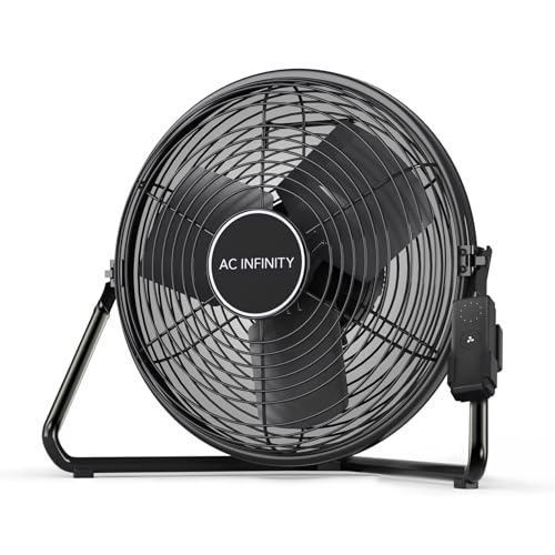AC Infinity CLOUDLIFT S14, Industrial Wall Fan 35cm with Wireless 10-Speed Controller EC-Motor High-Velocity Shop Fan Floor Stand or Wall Mount for Hydroponics Greenhouses Workshop Circulation 14-Inch