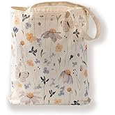 shnmorun Canvas Tote Bag with Zipper Pockets Cute Natural Life Gifts Grocery Bags, Reusable Bag for Girls Mom Teacher