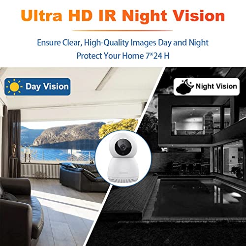 Security Camera 2K, ZHXINSD 3MP Baby Monitor Camera, WiFi Security Camera for Home with Full-Color Night Vision, 2-Way Audio, Phone App, Motion Tracking, Sound Detection and Pet Camera for Dog and Cat