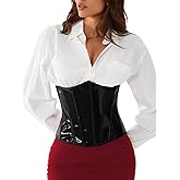Kaei&Shi Faux Leather Waist Corsets Belt,Underbust Latex Corset Tops For Women Costumes