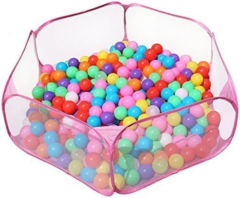 Urbebe Foldable Design Kids Ball Pit Tent Durable Netting Fabric Ball Pit Playpen with Zippered Storage Bag for Toddlers Pets 45.3-inch by 14.6-Inch (Pink)