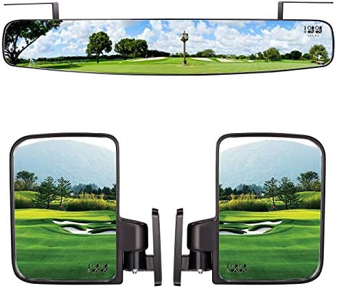 10L0L Newest Golf Cart Folding Side Mirrors and Rear View Mirror 16.5″ Extra Wide Panoramic Golf Cart Mirrors Fits for Club Car EZGO Yamaha Combo Pack 10L0L Newest Golf Cart Folding Side Mirrors and Rear View Mirror 16.5″ Extra Wide Panoramic Golf Cart Mirrors Fits for Club Car EZGO Yamaha Combo Pack