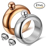 Qingo Bracelet Flask Bangle Flask Creative Stainless 304 Steeland Hip Flask Funnel Set for Women 3.5 oz. 2 pcs (Sliver & Coppery)