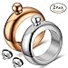 Qingo Bracelet Flask Bangle Flask Creative Stainless 304 Steeland Hip Flask Funnel Set for Women 3.5 oz. 2 pcs (Sliver & Coppery)