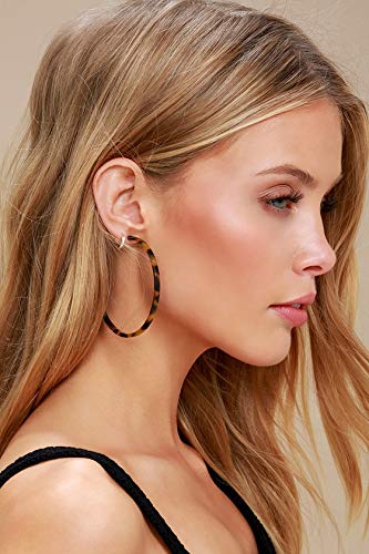 NLCAC Acrylic Hoop Earrings Marble Leopard Circle Resin Earrings Ear Drop Dangles (Tortoise Large)