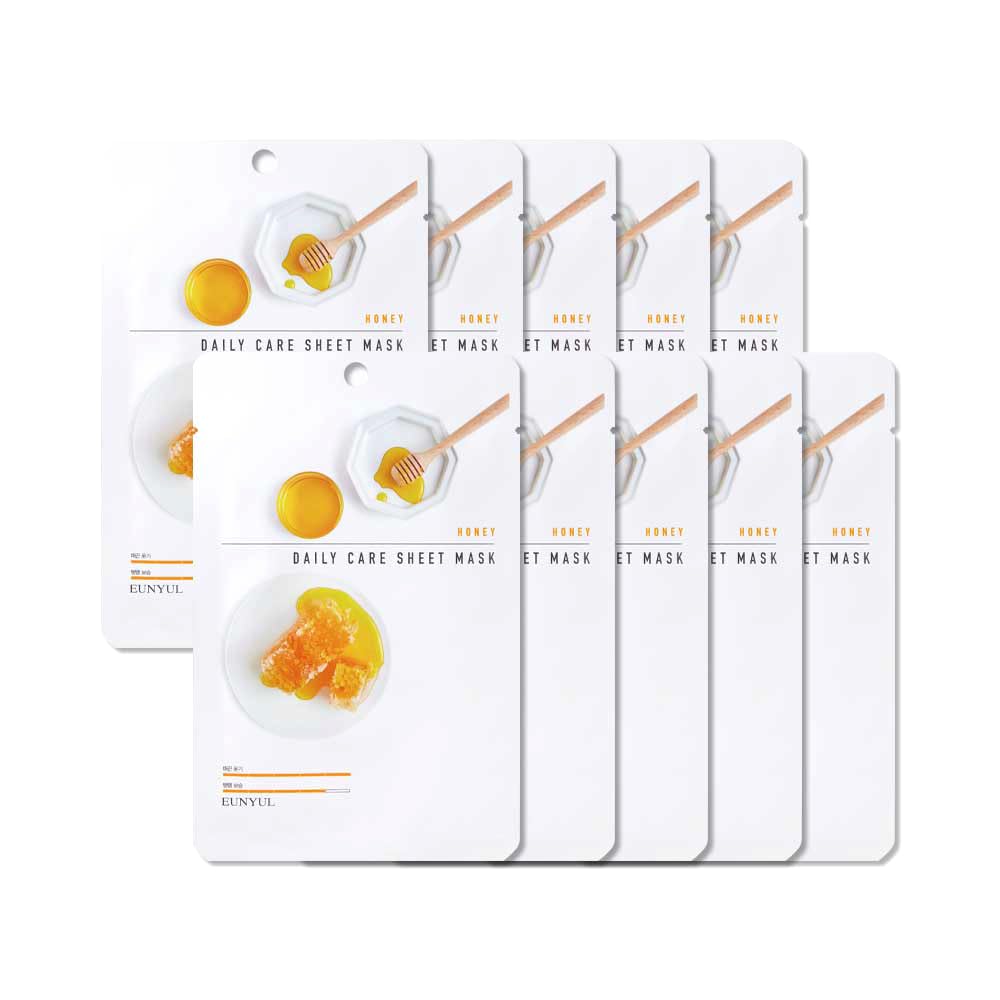 EUNYUL [Pack of 10] Daily Care Facial Sheet Mask Pack Honey x 10ea Korean Skincare Hydrating & Nourishing & Natural Ingredients for All Skin Types