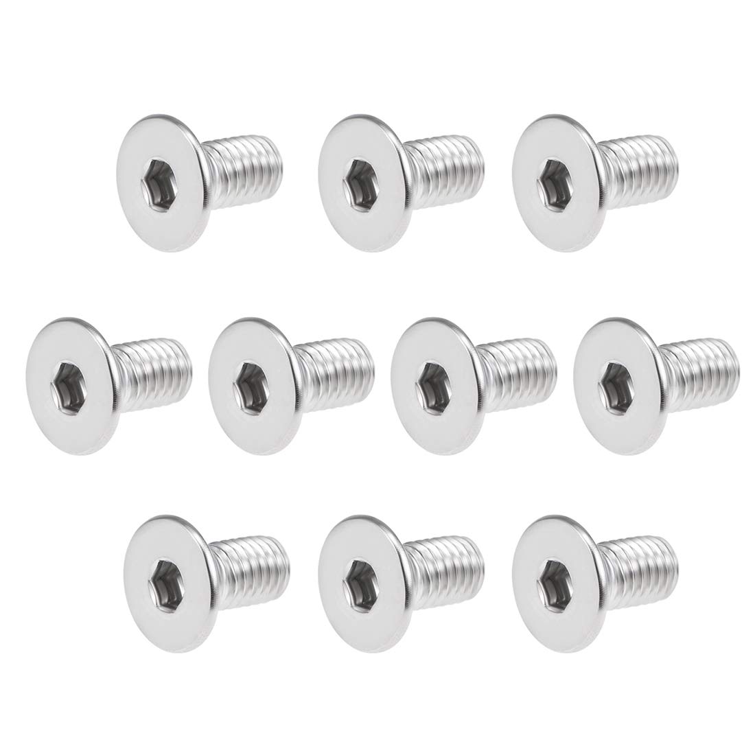 sourcing map M5x10mm Flat Head Machine Screws Inner Hex Screw 304 Stainless Steel Fasteners Bolts 40Pcs