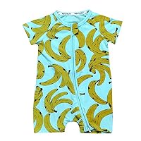Kids Tales Summer Baby Boy Short Sleeve Pajamas Boys 1 Piece Banana Zipper Romper
