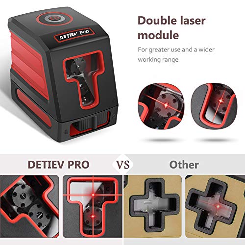 DETLEV PRO Self-Leveling Laser Level 50 Feet Cross Line Laser Switchable Horizontal, Vertical level 3 Mode Include Rotatable 360 Degree Flexible Mount Base and Carrying Pouch - Thumbnail 3