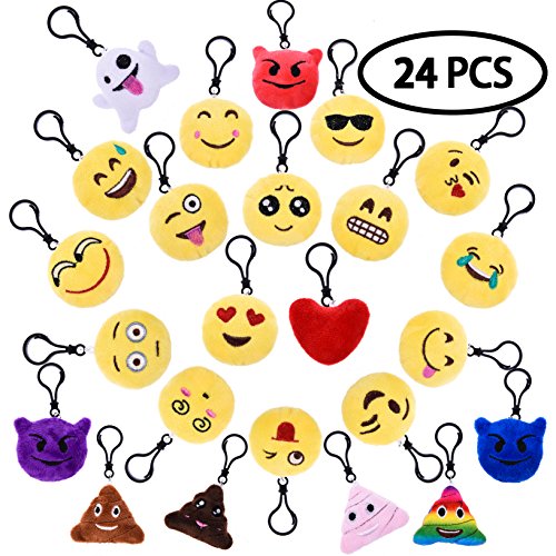 Emoji Colorful Mini Plush Pillows Keychain Pendants Set,