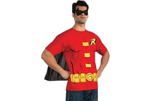 RUBIES Rubie's Costume DC Comics Men's Robin T-Shirt With Cape And Mask