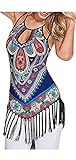 ETCYY Women's Summer Printed Vest Strap Camisole Casual Tassels Tank Tops