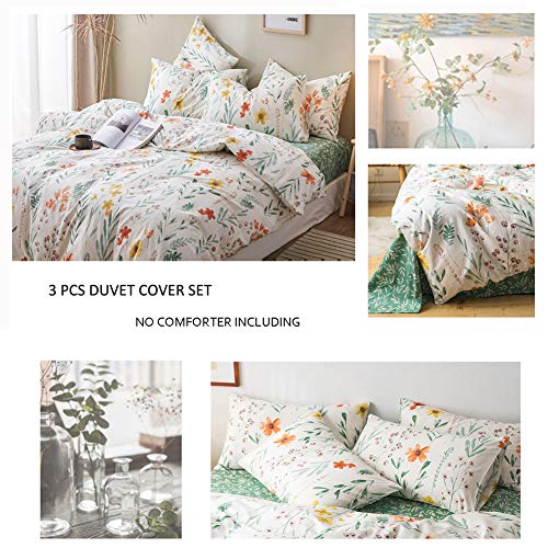 Queen Garden Duvet Cover Set Full Soft Cotton Floral Flower Bedding Set