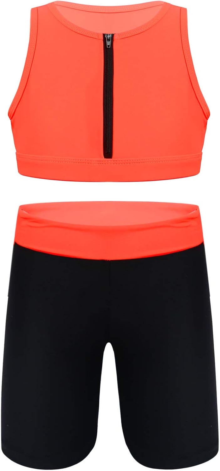 CHICTRY Kinder Mädchen Sportanzug Sommer – Kurz Crop Top & Elastische Shorts Mit Kordelzug, Bequemer Jogginganzug
