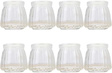 Upkoch 8 Pcs Pots De Yaourt En Verre Clair Pots De Pudding Pour Yaourt Lait Confiture Mousse Faveurs De Mariage Avec Couvercles 130 Ml0 Ml Amazon Fr Bebes Puericulture