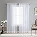 HLC.ME White Rod Pocket Sheer Voile Window Curtain Panels for Bedroom, Living Room, Kids Room & Kitchen - 90
