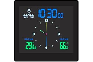 Gexmil Digital Shower Clock with Suction Waterproof Creative Wall Clock Bathroom Clock with Temperature and Humidity Display Kitchen Timer for Bedroom Office School Travel Kitchen (Black)