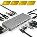 USB-C Hub 12-in-1 with 100W PD, 4K HDMI and MiniDP, VGA, Up to 512GB SD/TF Card Reader, RJ45 Ethernet, 4X High-Speed 3.0 USB Ports, 3.5mm Audio for MacBook Pro, iPad, Samsung, Laptop Docking (13 in 1)