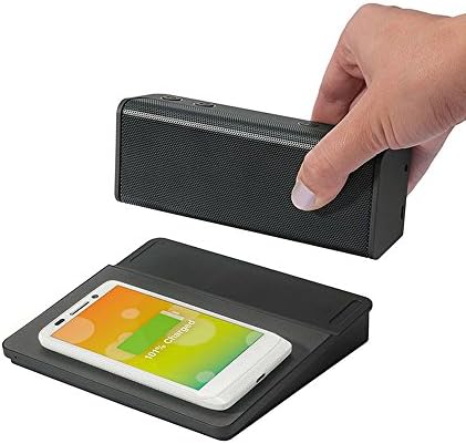 Portable Bluetooth Mini Speaker with Wireless Charging Station QI Compatible Dock for Phone - Black TWO-PACK DEAL