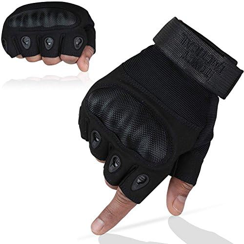 Toncy Tactical Tactical Shooting Gloves Fingerless/Half Finger Tactical Gloves with Hard Knuckle for Riding Motorcycle Airsoft Military Army Police Swat Combat By