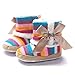 LNGRY Baby Girl Rainbow Soft Sole Snow Boots Soft Crib Shoes Toddler Boots (0-6 Months, Multicolor)