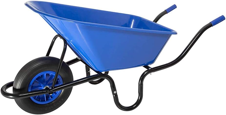 90L Garden Builders Plastic Wheelbarrow with Puncture Proof Tyre,Blue