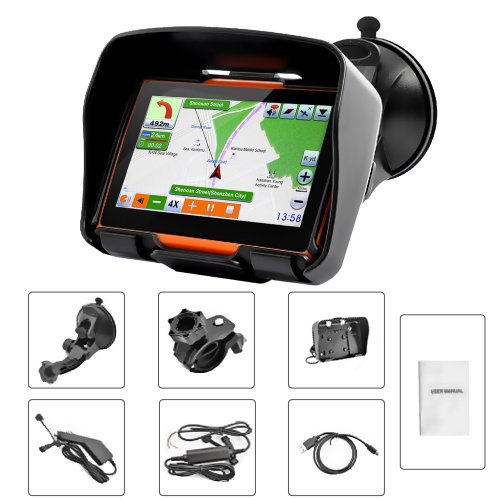Koolertron 4.3 Inch All Terrain Waterproof Motorcycle GPS Navigation System With Latest Version V.912S