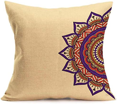 Jooffery New Bohemian Pattern Throw Pillow Cover, Indian Mandala Floor Cushion Cover Home Decor Square Pillowcase (L)