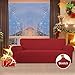 Easy-Going Stretch Sofa Slipcover 1-Piece Sofa Cover Furniture Protector Couch Soft with Elastic Bottom for Kids, Polyester Spandex Jacquard Fabric Small Checks (Sofa, Christmas Red)