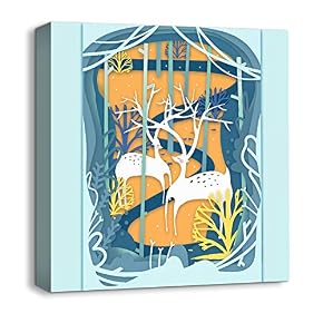 Canvas Wall Art Snow Deer Merry...