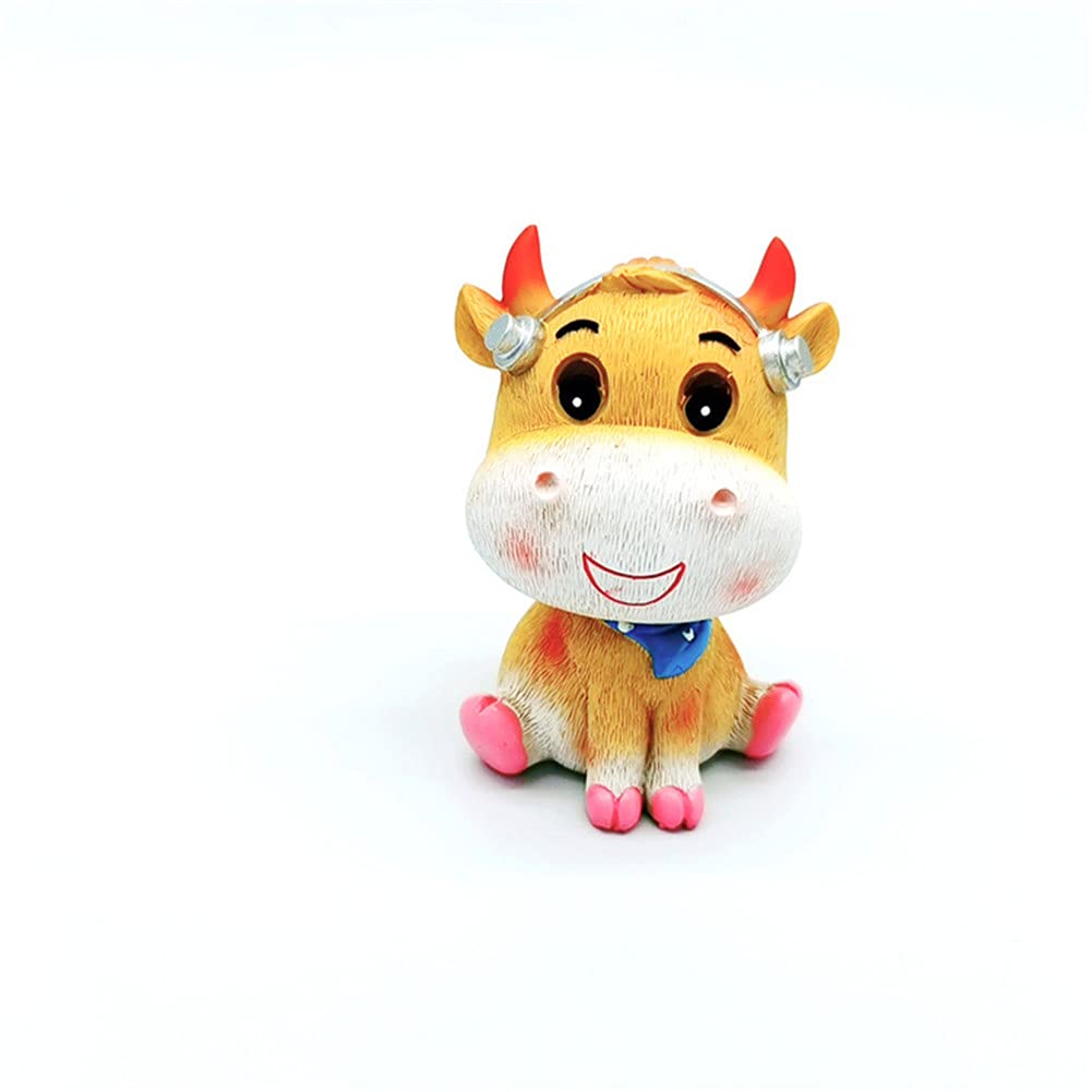 Car Dashboard Toy, Resin Cow Car Ornaments Car Shook Head Cow Ornaments Creative Car Decoration Small Animal Car Decoration, For Car Decoration, Home, Office