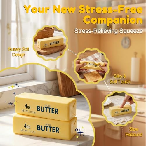 Mirenr 2 PCS Slow Rising Butter Squishy Toys, Soft Squeeze Stress Relief for Office and Home, Sensory Fidget for Anxiety Relief and Focus, Wet Slow Rebound Stress Relief Toy