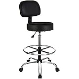 Amazon Basics Multi-Purpose Adjustable Drafting Spa Bar Stool with Foot Rest and Wheels - Black