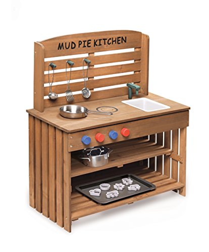 Badger Basket Outdoor Chef Mud Pie Kitchen with Cooking Accessories, Natural