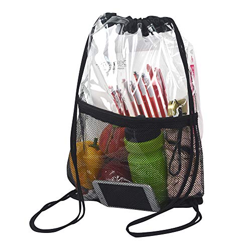 1 Clear+Drawstring+Backpack+Zipper+Pocket
