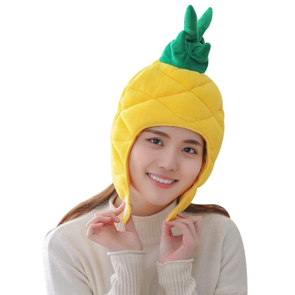Funny Hat Novelty Hat Cute Plush Pineapple Hat Headgear Fancy Dress Hat Costume Hat Novelty Fancy Dress Party Hat Cap Headwear Cosplay Costume Accessories Photo Props for Adults Teen Girls