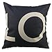 HOSL P28 Cotton Linen Cushion Cover Throw Pillow Case Set of 2 - Love (Black & White)